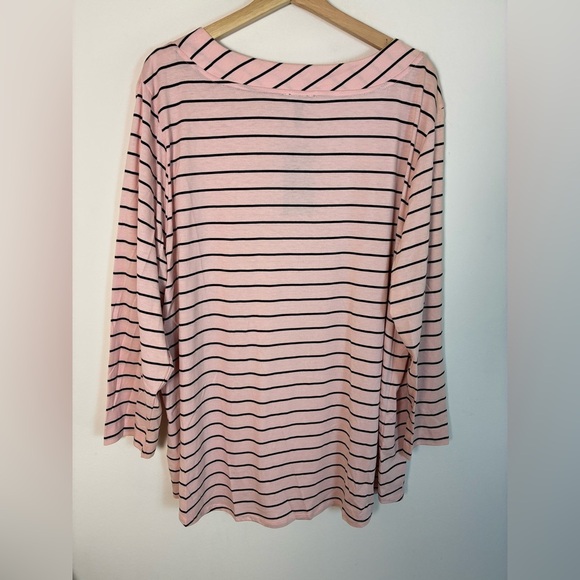 Jones New York Women 3X Pink Striped Boat Neck Tunic Button Accent Sailor - Picture 7 of 12